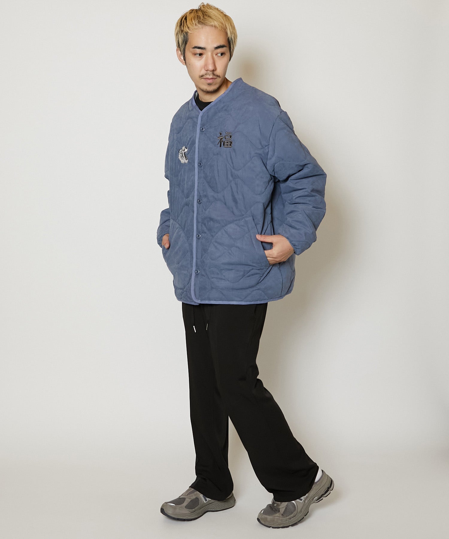QUILTED SOUVENIR JACKET [BLUE GRAY]