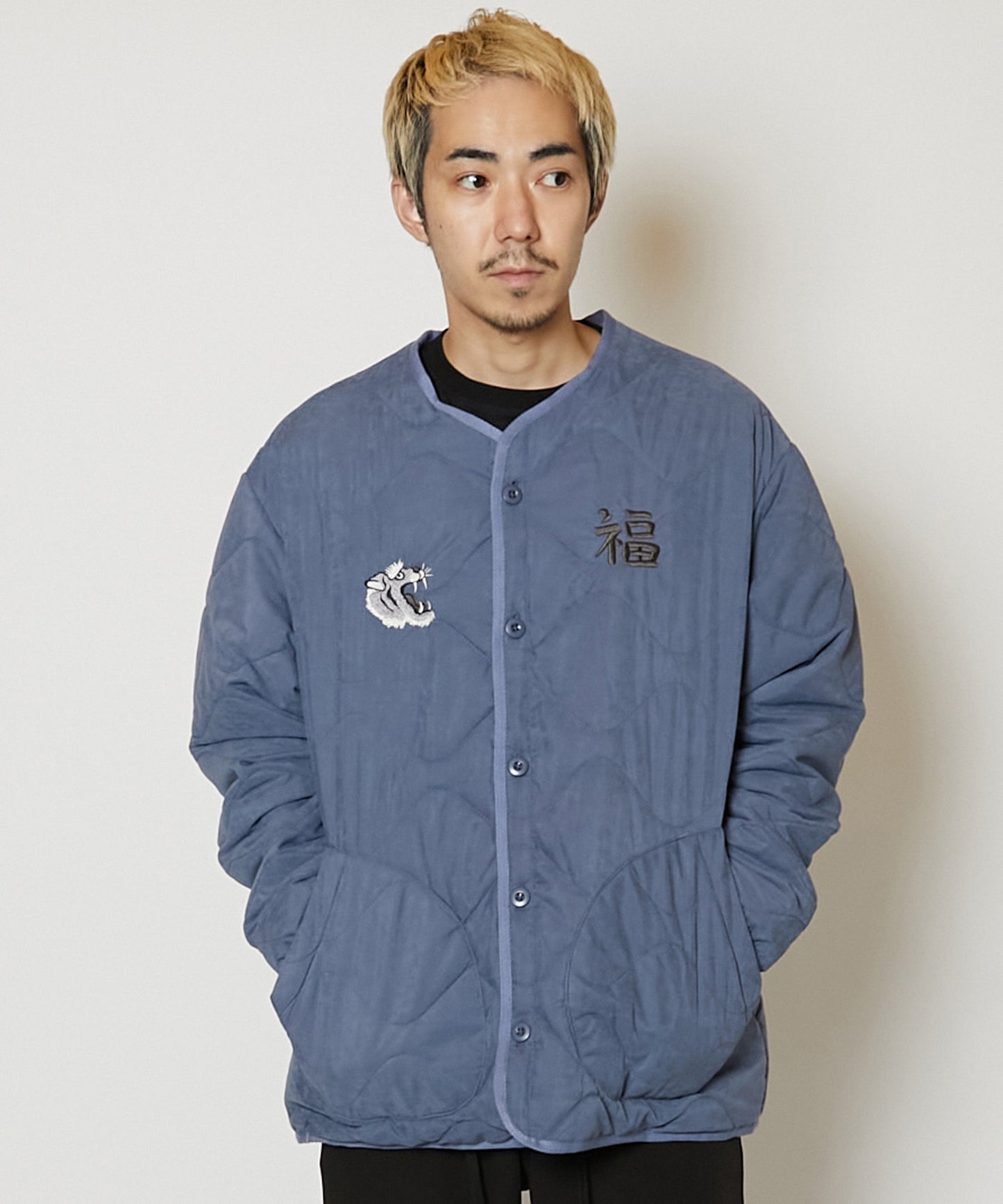 QUILTED SOUVENIR JACKET [BLUE GRAY]