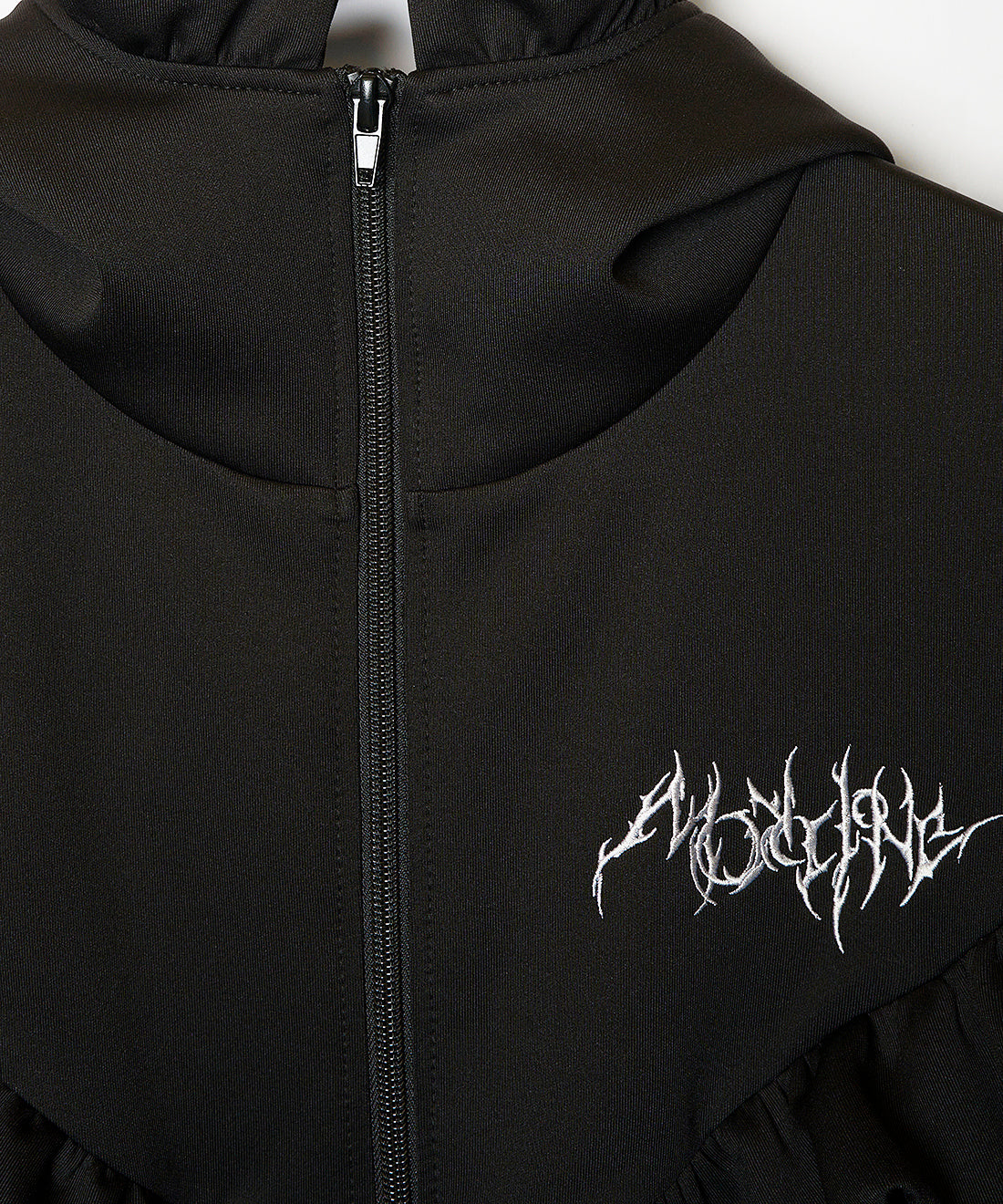 MONOCLONE × BROCKUM - Frill Jersey Hooded Blouson [BLACK]