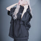 MONOCLONE × BROCKUM - Frill Jersey Hooded Blouson [BLACK]