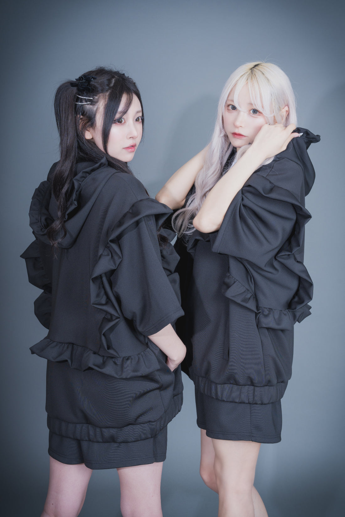 MONOCLONE × BROCKUM - Frill Jersey Hooded Blouson [BLACK]