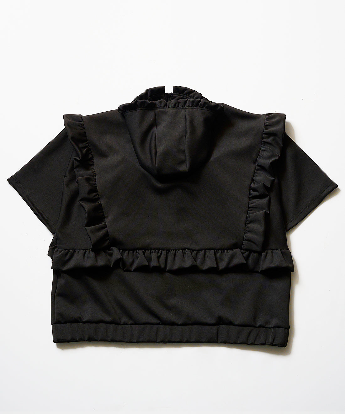 MONOCLONE × BROCKUM - Frill Jersey Hooded Blouson [BLACK]